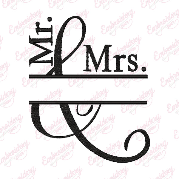 Mr and Mrs Monogram Wedding Embroidery Design
