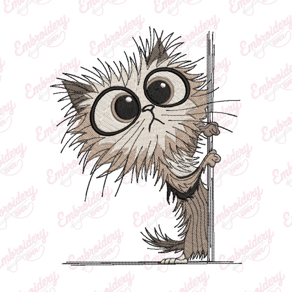 Cute Peeking Cat Machine Embroidery Design