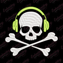 Halloween Skull With Headphone Embroidery Design