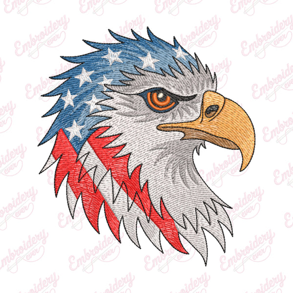 American Eagle With Flag Embroidery Design
