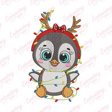 Cute Penguin In Santa Hat Christmas Embroidery Design
