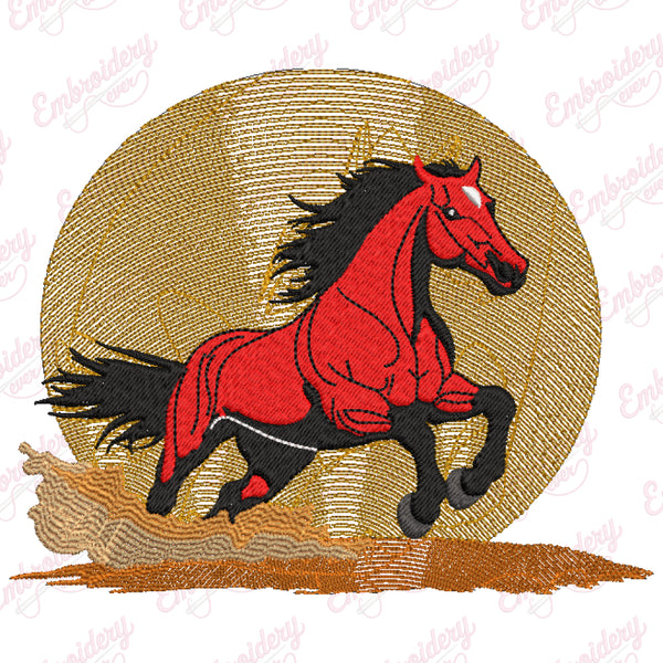 Vintage Horse Racing Embroidery Equestrian Machine Design