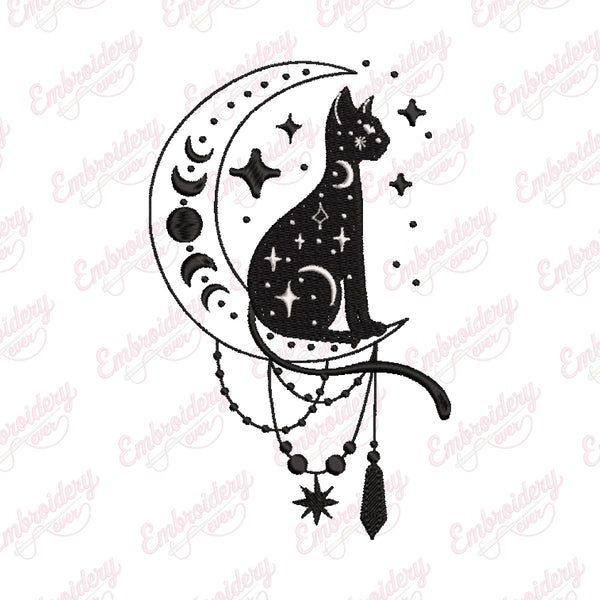 Mystical Cat Embroidery Design