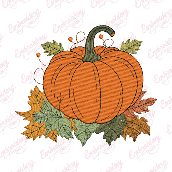 Thanksgiving Pumpkin Embroidery Design