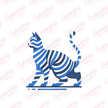 Abstract Blue Cat Embroidery Design