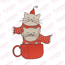 Christmas Cat Nap In A Mug Embroidery Design