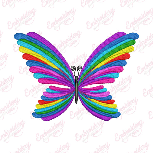 Butterfly Rainbow Abstract Embroidery Design