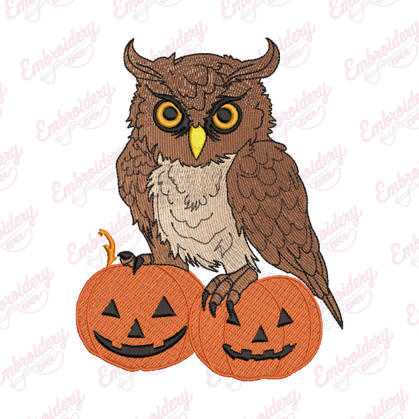 Halloween Owl Pumkin Embroidery Design