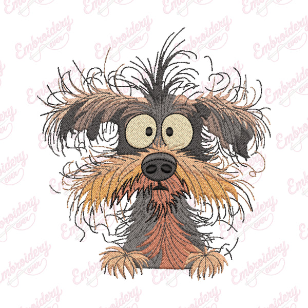 Crazy Dog Embroidery Design