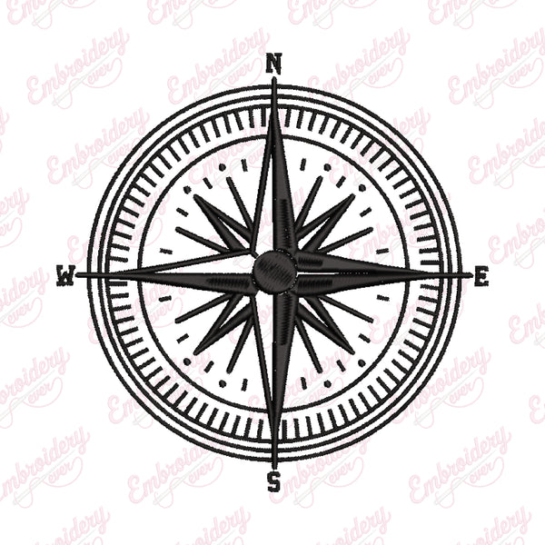 Compass Rose Embroidery Design