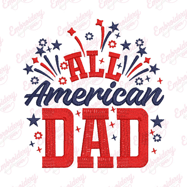 All American Dad Embroidery Design