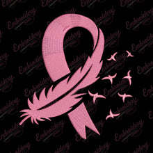 Feather Pink Ribbon Breast Cancer Embroidery Design