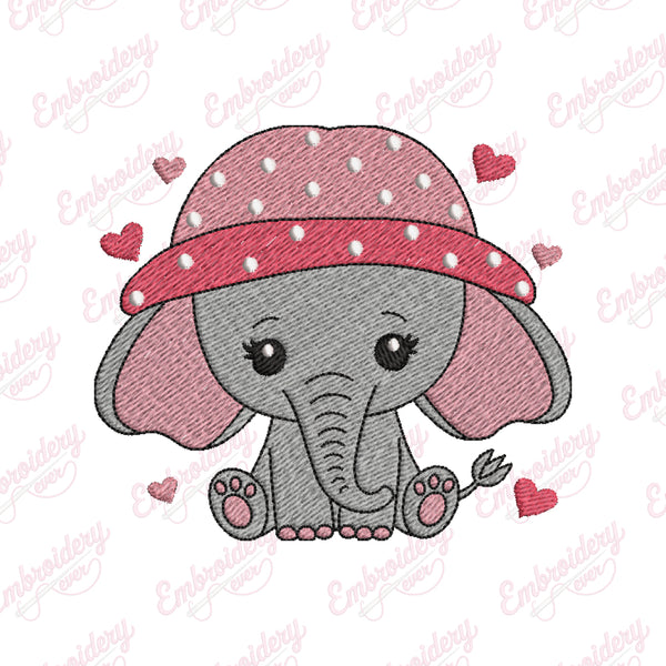 Cute Baby Elephant Embroidery Design