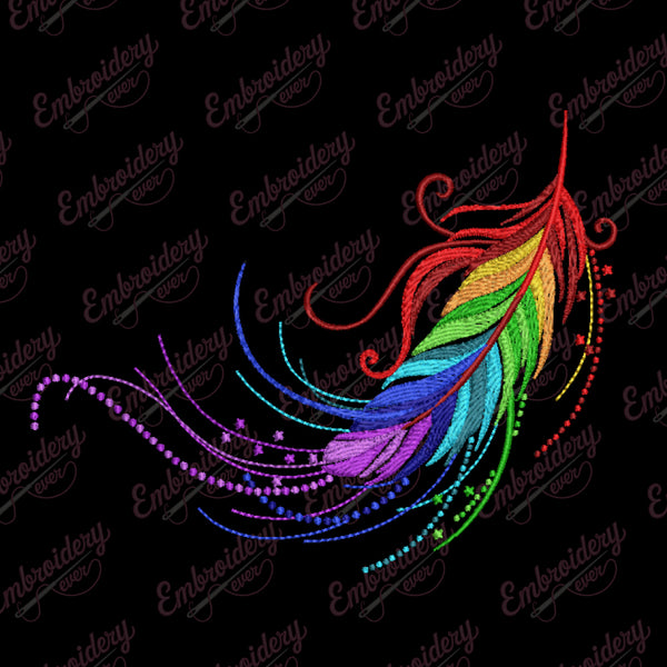 Colorful Feather Modern Art Embroidery Design