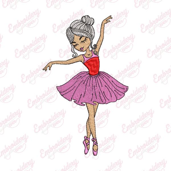 Cute Girl Ballet Dance Embroidery Design