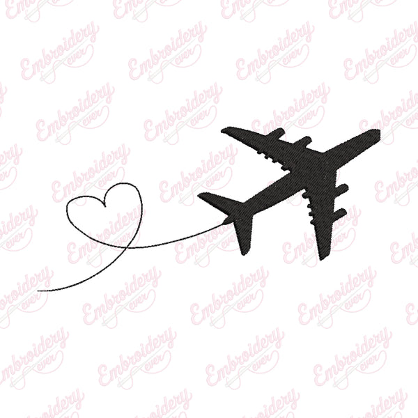 Flying Airplane Embroidery Design