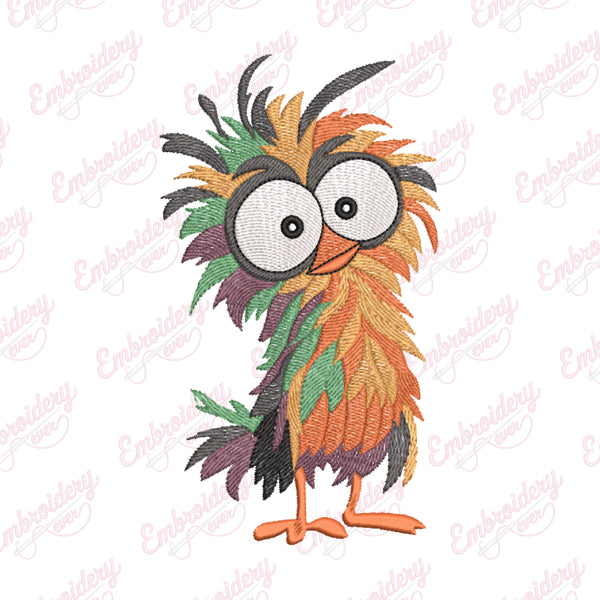 Crazy Bird Funny Cartoon Embroidery File