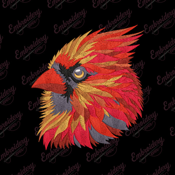 Colorful Cardinal Bird Embroidery Design