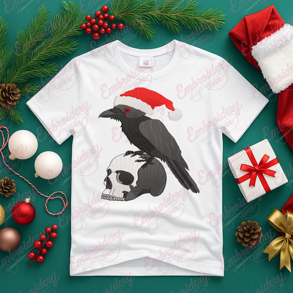 Christmas Raven Santa Embroidery Design