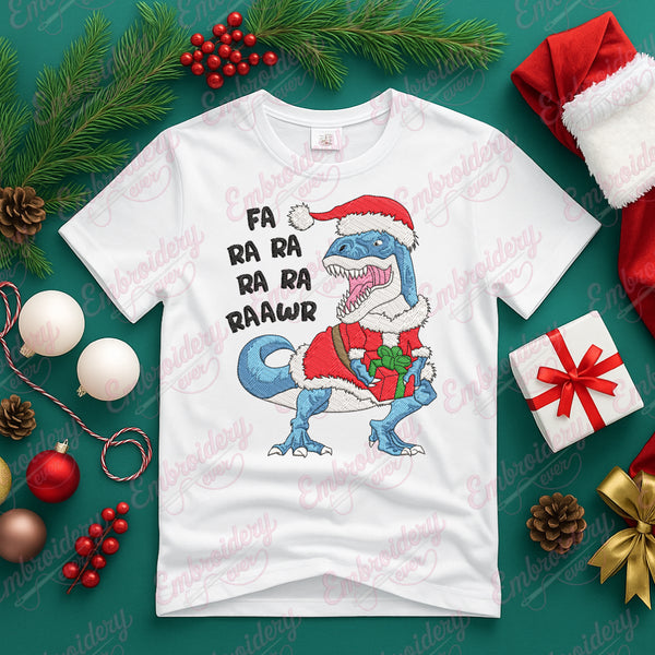Fa Ra Ra Rawr Christmas Dinosaur Embroidery Design