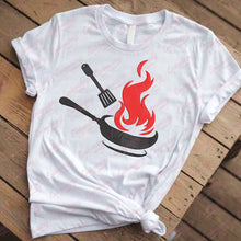 Frying Pan With Fire Cooking Kitchen Embroidery Design