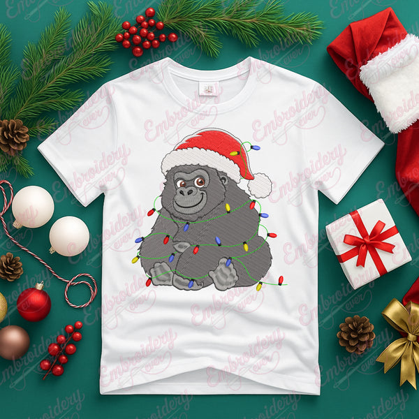 Christmas Gorilla Fun Embroidery Design