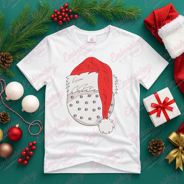 Christmas Golf Ball With Santa Hat Embroidery Design