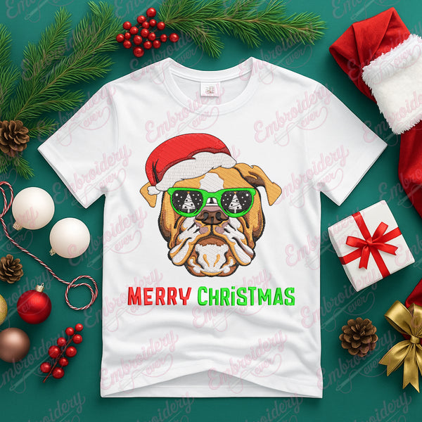 Festive Bulldog Fun Embroidery Design