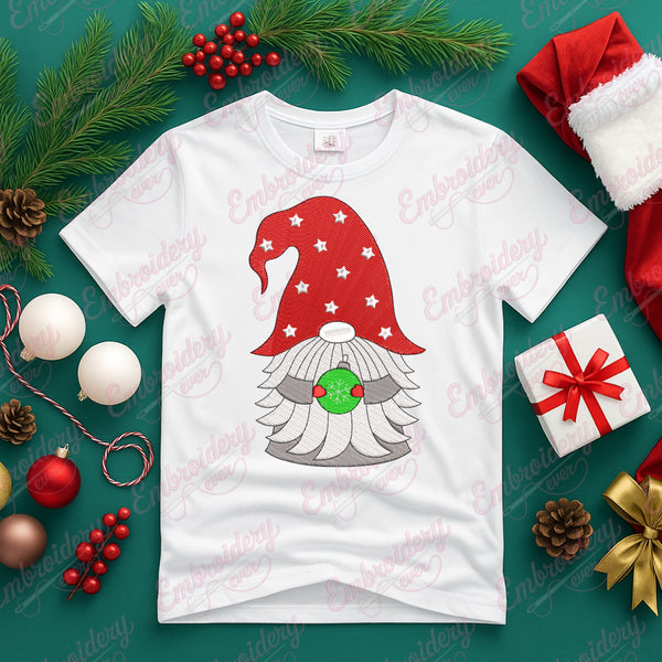 Christmas Gnome With Ornament Embroidery Design