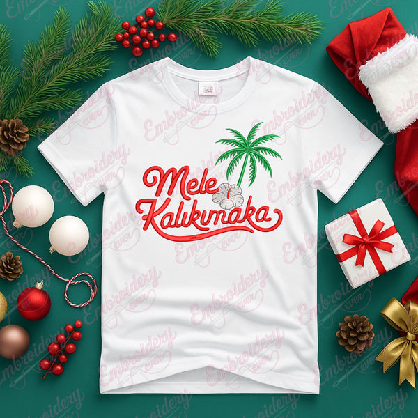Mele Kalikimaka Sign Christmas Embroidery Design