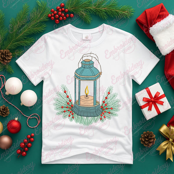 Christmas Candle Lantern Embroidery Design