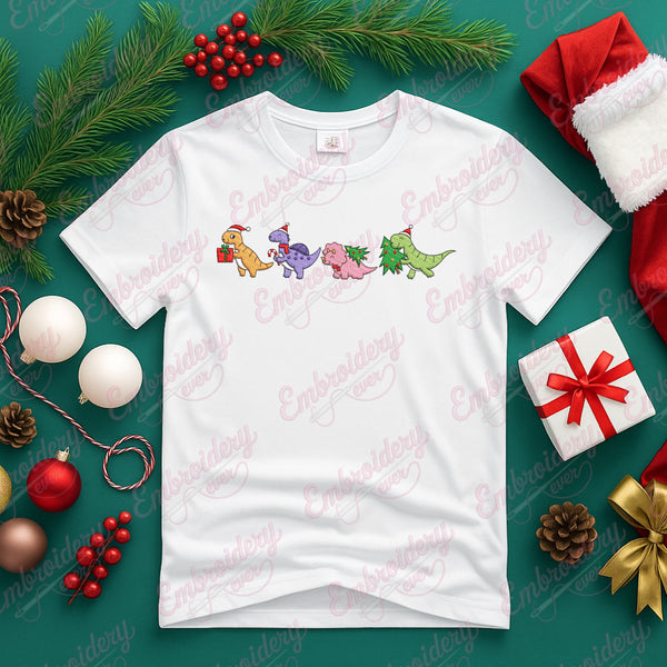 Merry Dinomas Celebration Embroidery Design