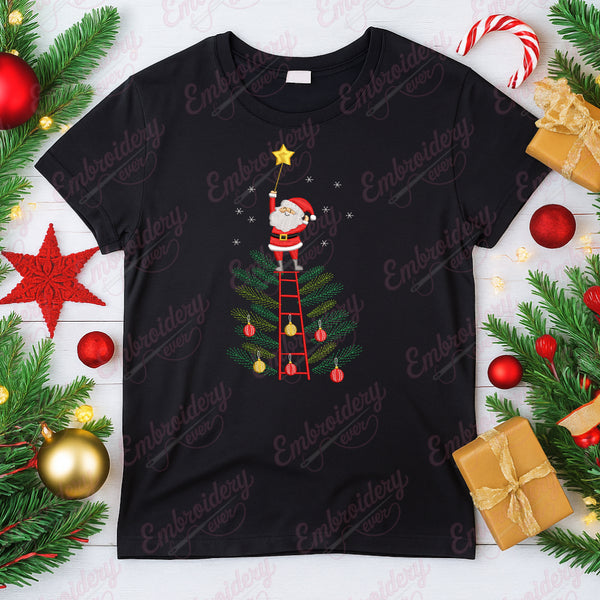 Santa Claus Decorating Tree Embroidery Design