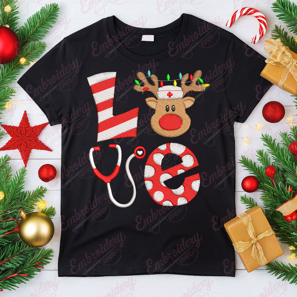 Christmas Nurse Love Embroidery Design