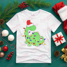 Little Dinosaur Christmas Lights Embroidery Design
