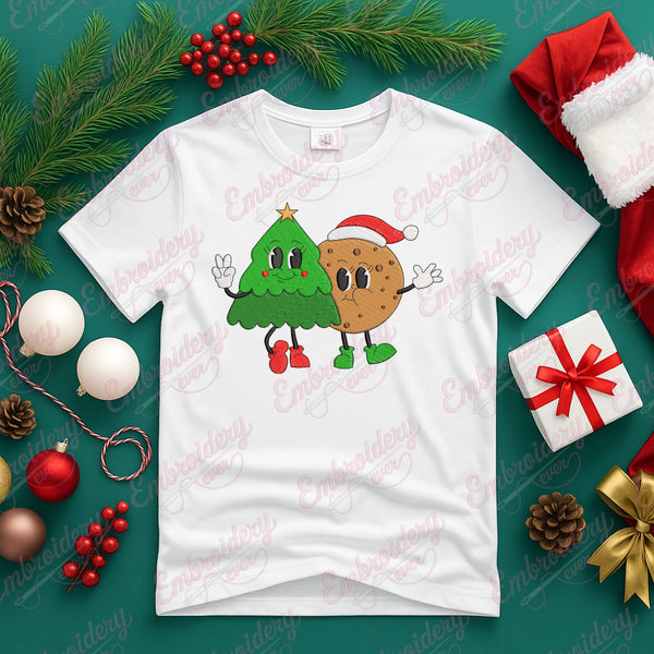 Christmas Tree And Cookie Embroidery Design