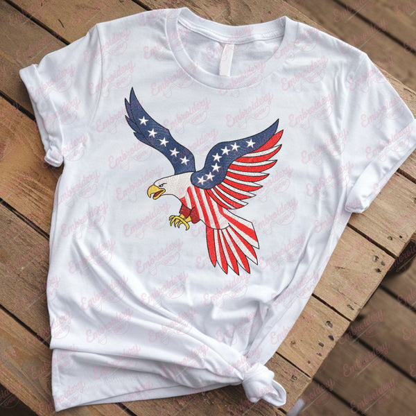 4th Of July Patriotic Bald Eagle Flag Embroidery Design