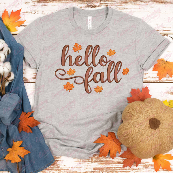 Autumn Leaves & Hello Fall Embroidery Design