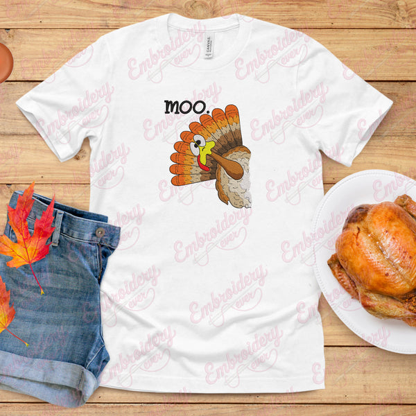 Turkey Moo Funny Thanksgiving Embroidery Design