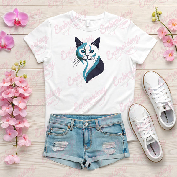 Contemporary Kitty Cat Embroidery Design