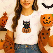 Cat and Pumpkin Halloween Embroidery Design