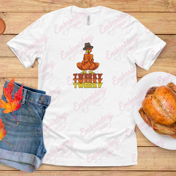 Twerky Turkey Funny Thanksgiving Embroidery Design
