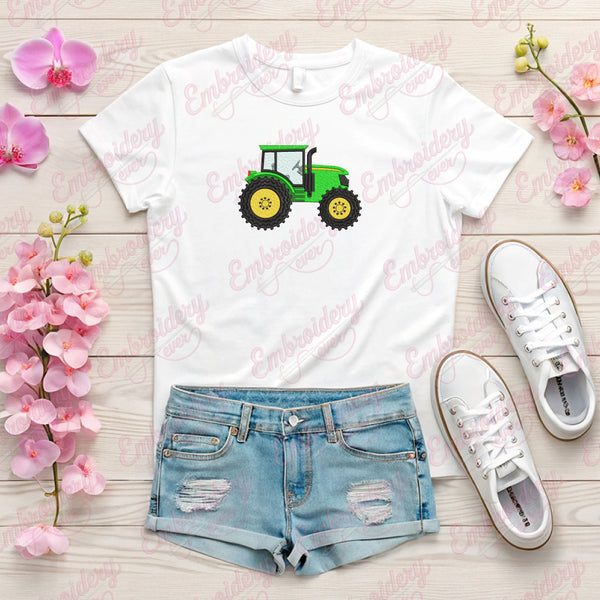 Green Fram Tractor Embroidery Design