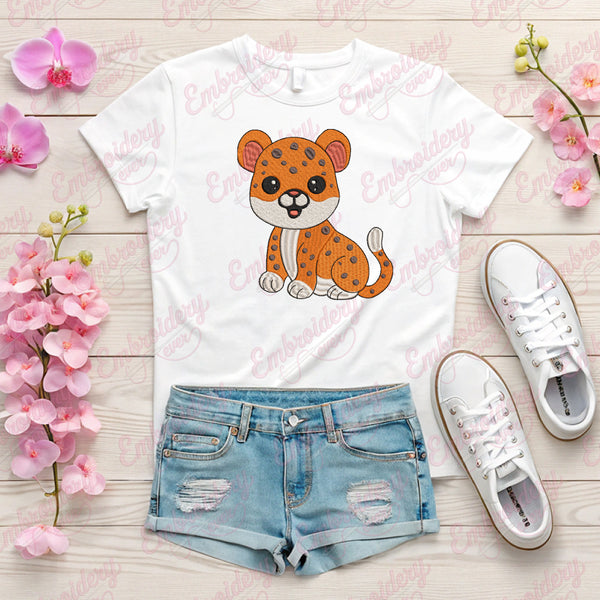 Funny Leopard Embroidery Design