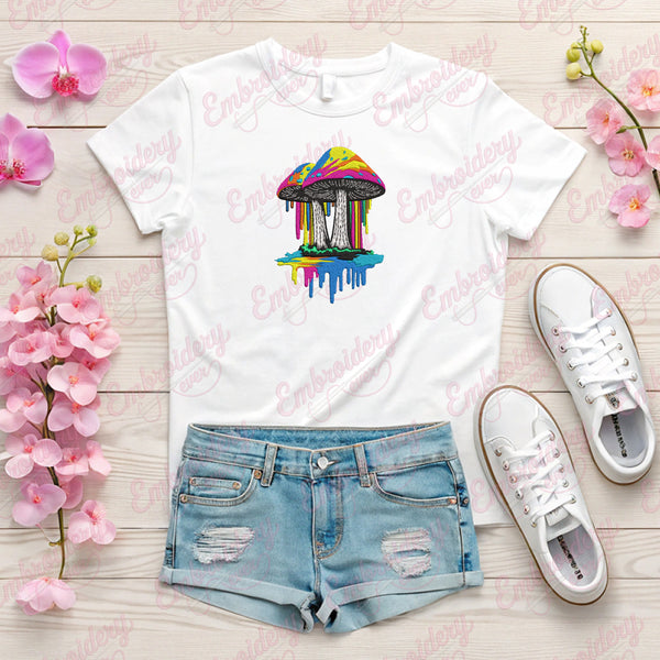 Colorful Mashroom Embroidery Design