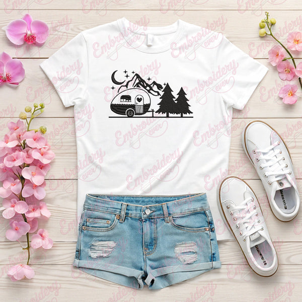 Camping Trailer Embroidery Design