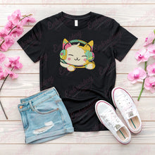 Colorful Cat Wearing Headphones Embroidery Design