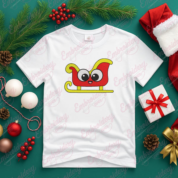 Christmas Cartoon Sled Embroidery Design