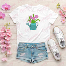 Tulips In Watering Can Embroidery Design