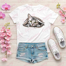Curious Cat Peeking Embroidery Design